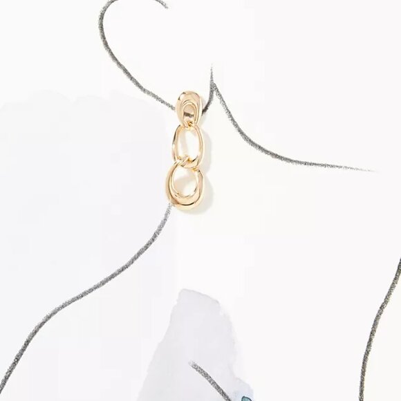 Anthropologie Triple Link Gold Drop Earrings/NWT - Picture 3 of 7